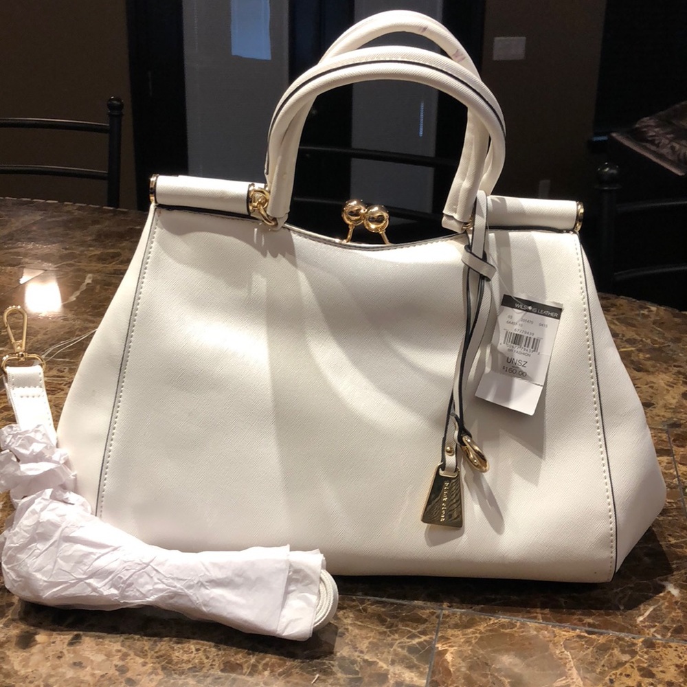 *NEW* Wilsons Leather (Black Velvet) White HandBag